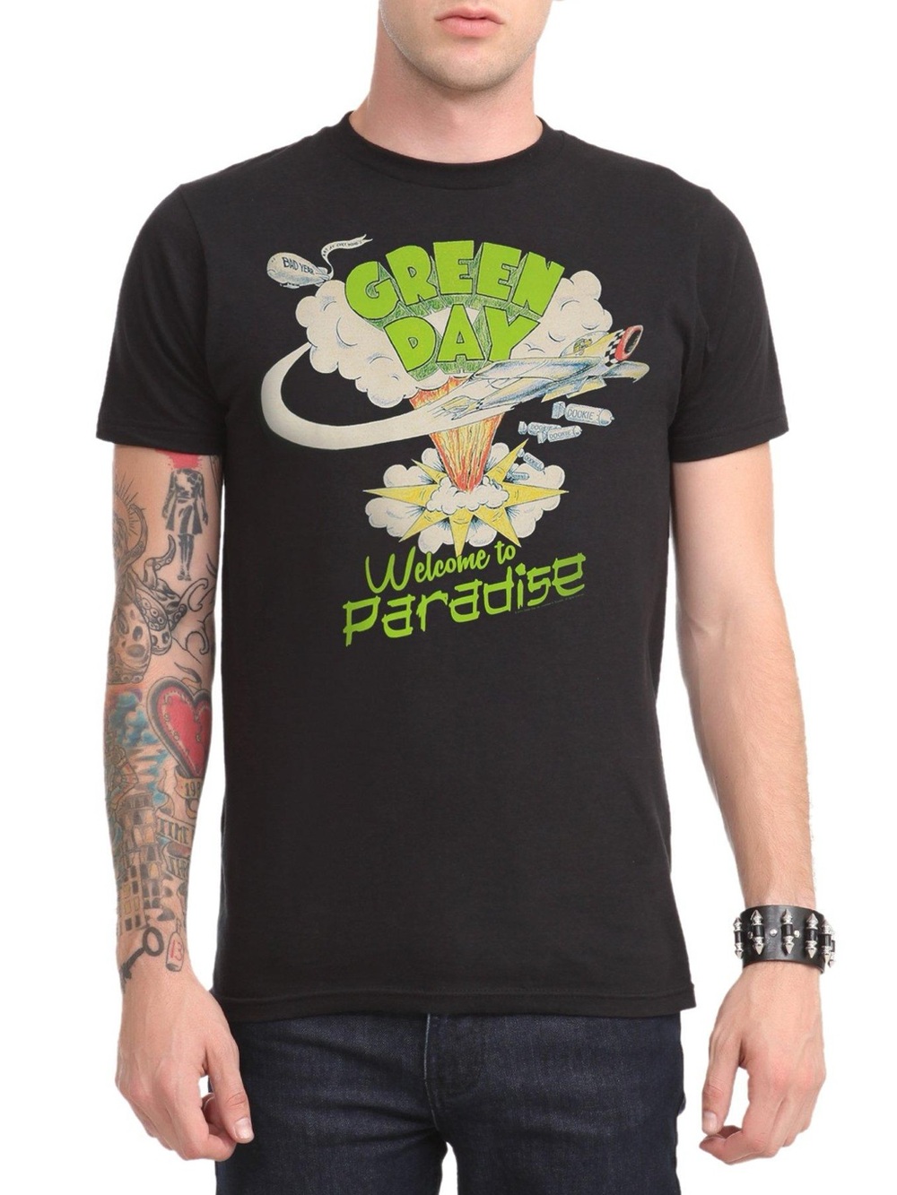 Green Day "Welcome to Paradise" Black Graphic T-Shirt size Large